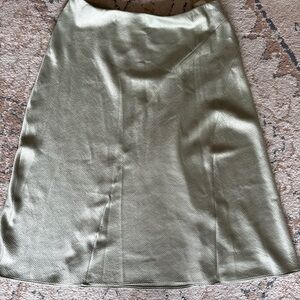 Ralph Lauren Satin A-Line Skirt in Light Olive Green